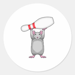 Sticker Rond Souris à Bowling avec épingle de Bowling