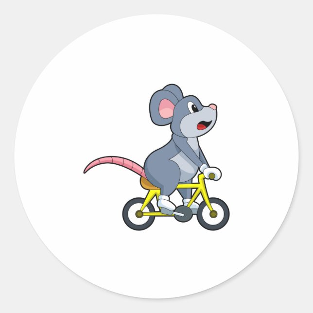 Sticker Rond Souris avec vélo (Devant)