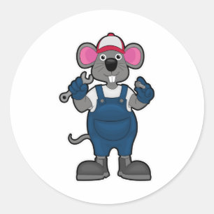 Sticker Rond Souris comme mécanique avec vis et spanner