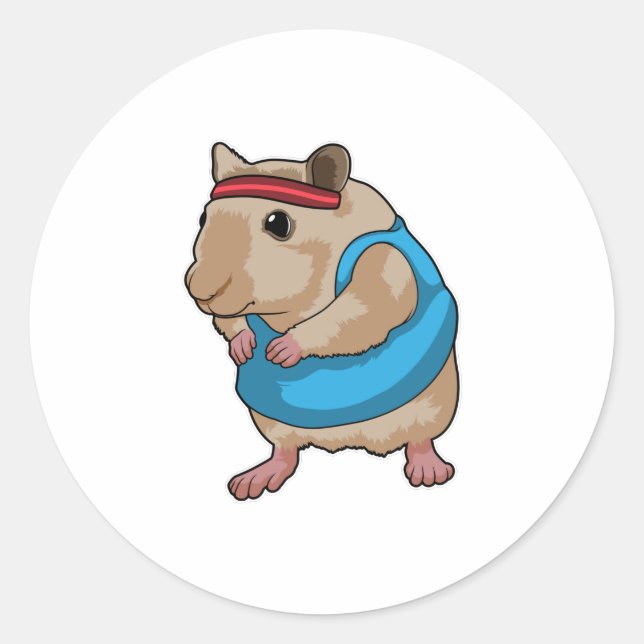 Sticker Rond Souris en tant que coureur avec bandeau (Devant)