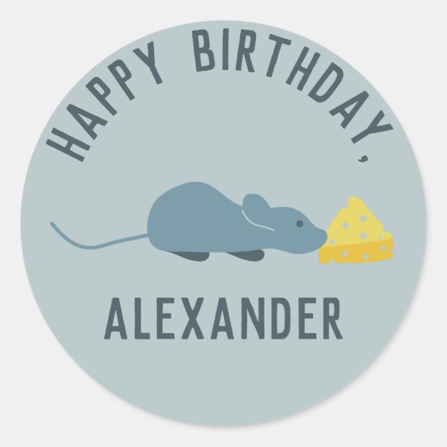 Sticker Rond Souris et fromage bleu personnalisé (Devant)