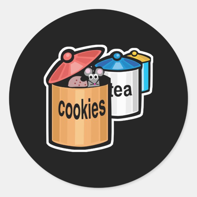Sticker Rond souris mignonne dans le pot de cookie (Devant)