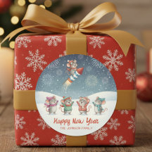 Souris Mignonnes Bonne Année Feux d'Artifice