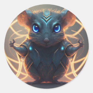 Sticker Rond Souris superhero