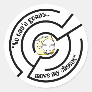 Sticker Rond Souris têtue Cheese Maze Funny