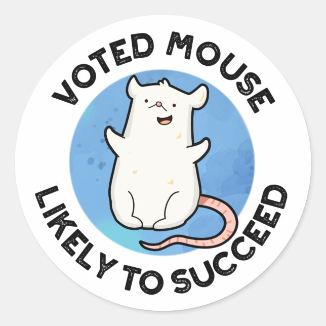 Sticker Rond Souris Votée Susceptible De Réussir Un Jeu D'Anima (Devant)
