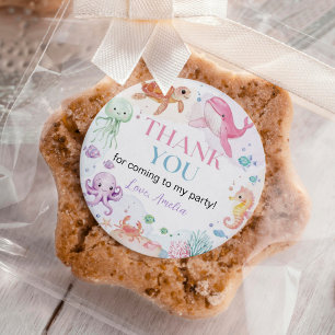 Sticker Rond Sous la mer Cute Ocean Animals Anniversaire