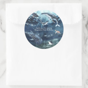Sticker Rond Sous la mer Fête d'anniversaire océan