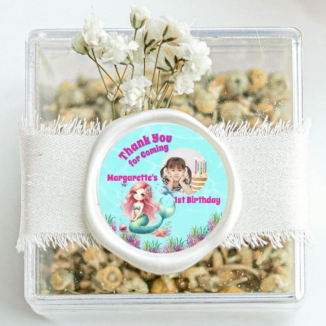 Sticker Rond Sous la mer Photo de fille de sirène magique (Créateur téléchargé)