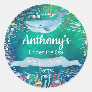 Sticker Rond Sous la mer Tout âge Anniversaire