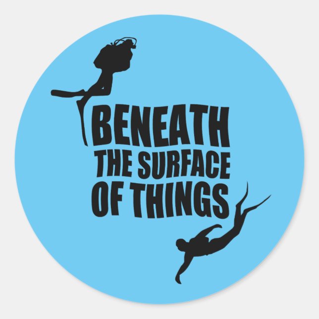 Sticker Rond Sous La Surface | Citation Plongée (Devant)