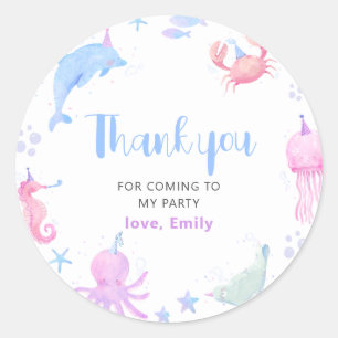 Sticker Rond Sous l'Anniversaire de enfant marin