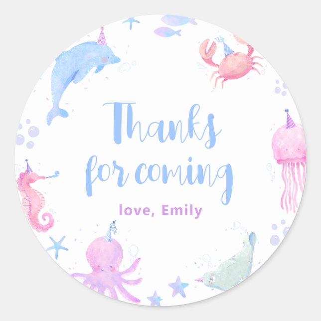 Sticker Rond Sous l'Anniversaire de enfant marin (Devant)
