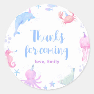 Sticker Rond Sous l'Anniversaire de enfant marin