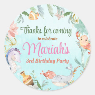 Sticker Rond Sous l'aquarelle de mer Anniversaire