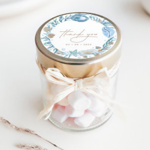 Sticker Rond Sous l'aquarelle marine Merci nautique Favor