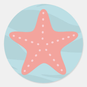 Sticker Rond Sous l'autocollant poisson étoile de mer