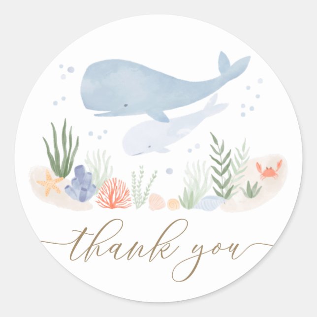 Sticker Rond Sous le Baby shower marin (Devant)
