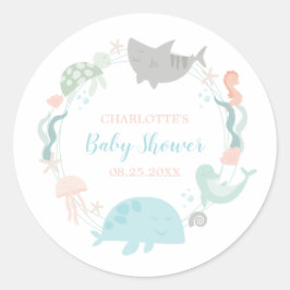 Sticker Rond Sous Le Baby shower Marin