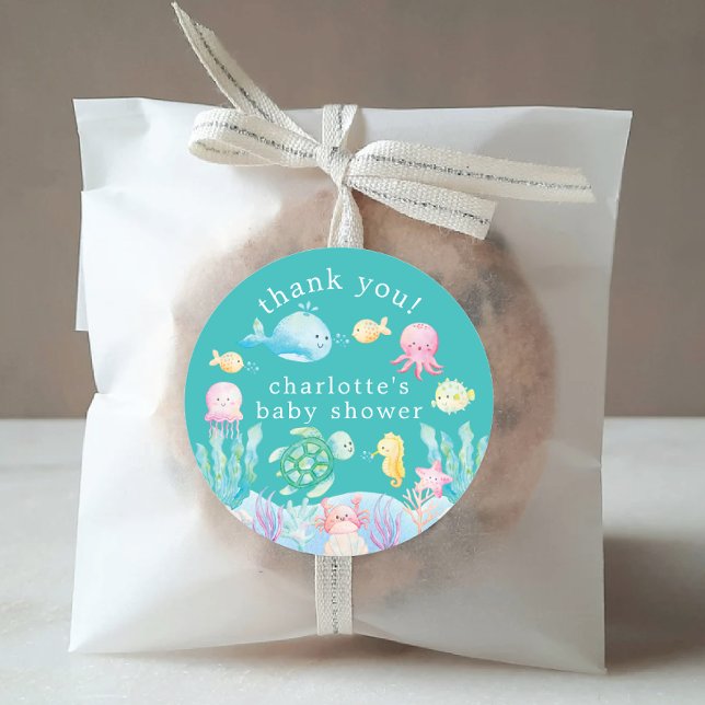 Sticker Rond Sous le Baby shower Sea Adventure (Créateur téléchargé)