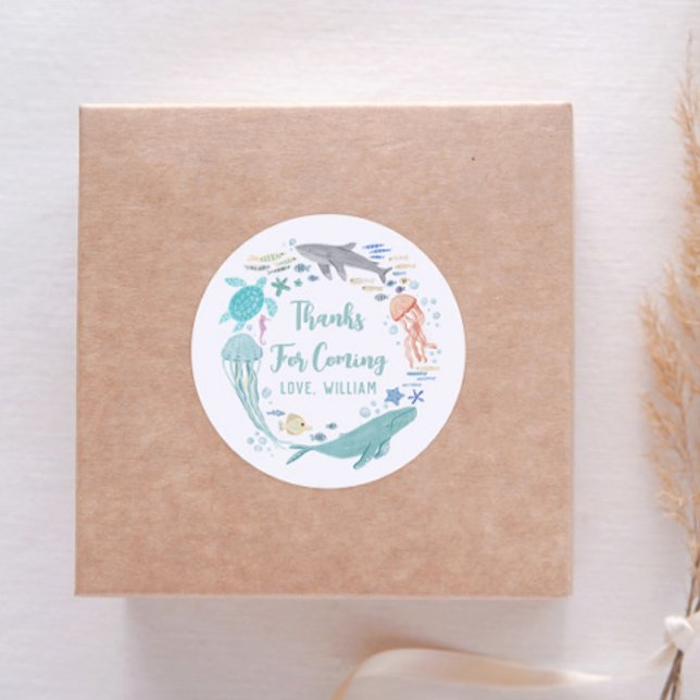 Sticker Rond Sous le Merci d'anniversaire de la mer (Créateur téléchargé)