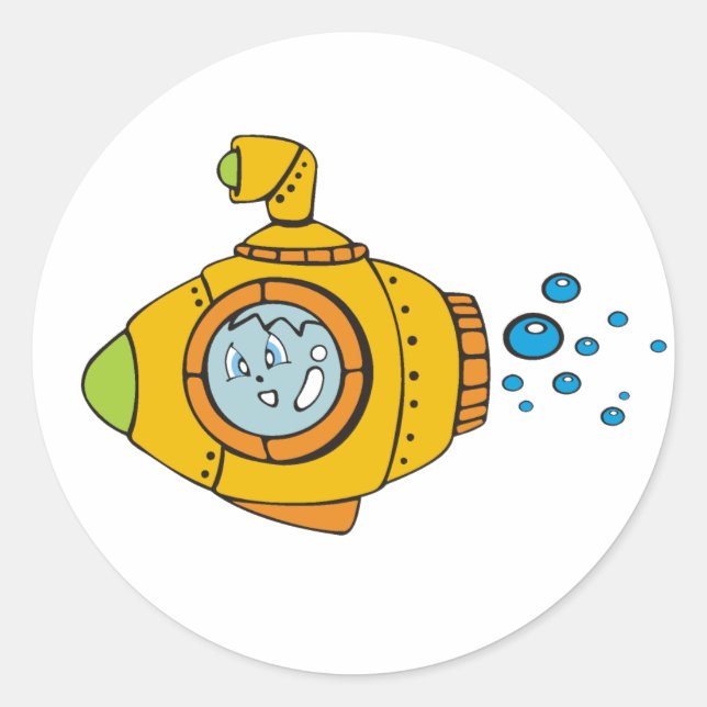 Sticker Rond Sous-marin jaune (Devant)