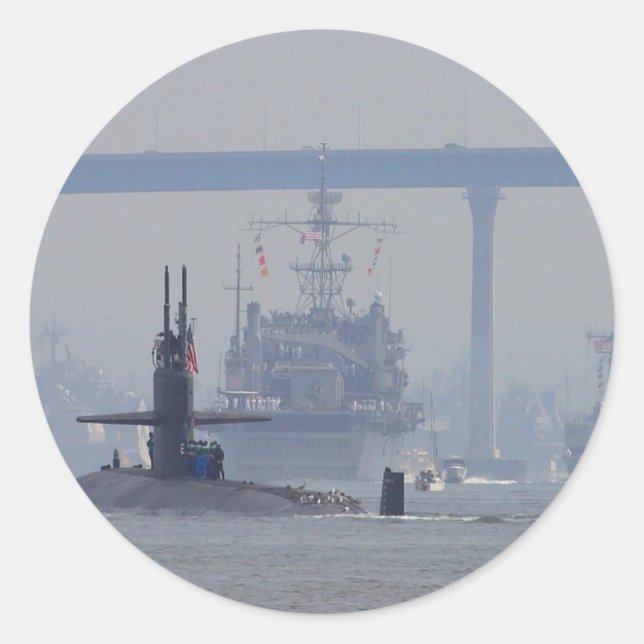 Sticker Rond Sous-marins Sous-marins Navires nucléaires Marine (Devant)