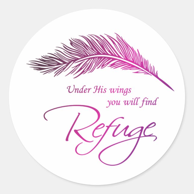 Sticker Rond Sous Ses Ailes Vous Trouverez Refuge (Devant)