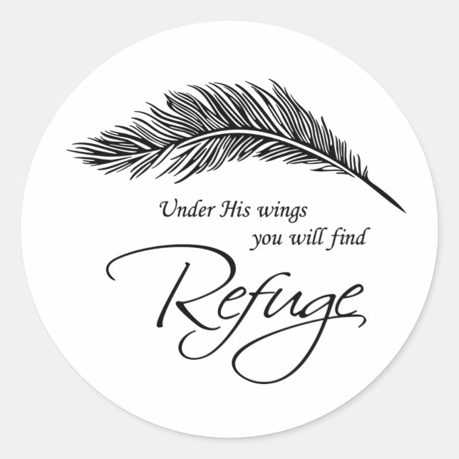 Sticker Rond Sous Ses Ailes Vous Trouverez Refuge (Devant)