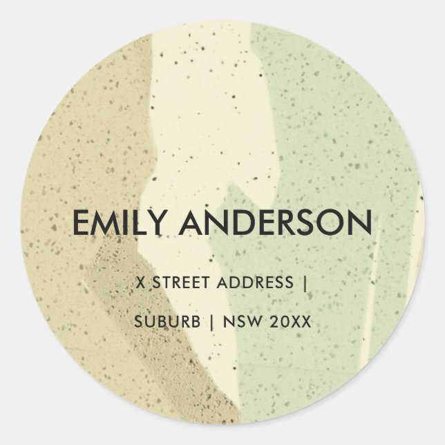 STICKER ROND SOUS-TLE PINK GRAY MODERNE VAGUES D'ART ABSTRAIT A (Devant)