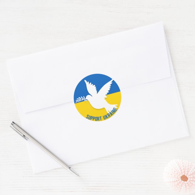 Sticker Rond Soutenez l'Autocollant rond Ukraine (Enveloppe)