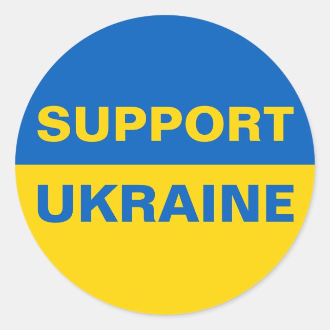 Sticker Rond Soutenez le drapeau ukrainien (Devant)