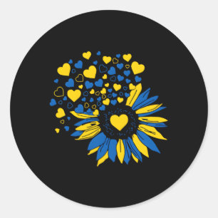 Sticker Rond Soutenez L'Ukraine Drapeau Ukrainien