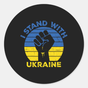 Sticker Rond Soutenez l'Ukraine Je suis avec l'Ukraine Drapeauu