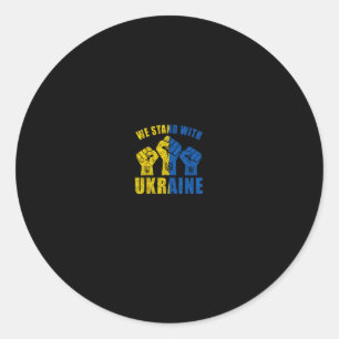 Sticker Rond Soutenez l'Ukraine - Nous sommes avec le drapeau d
