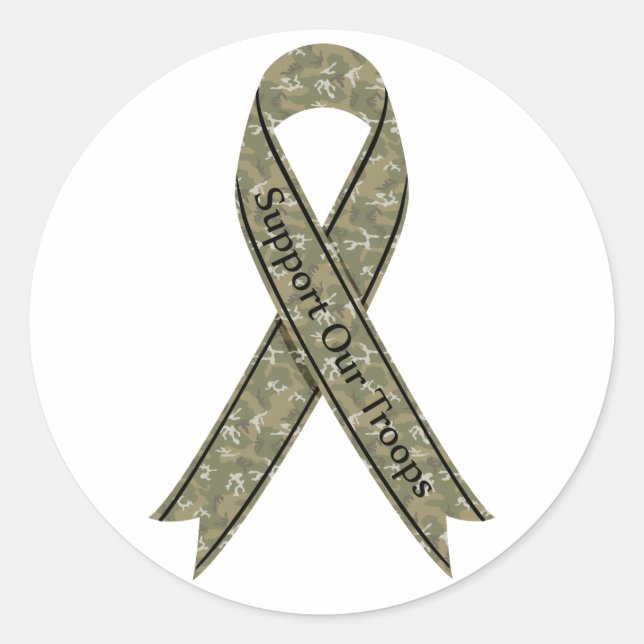 Sticker Rond Soutenez nos troupes Camo (Devant)