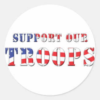 Sticker Rond Soutenez nos troupes Couleurs patriotiques