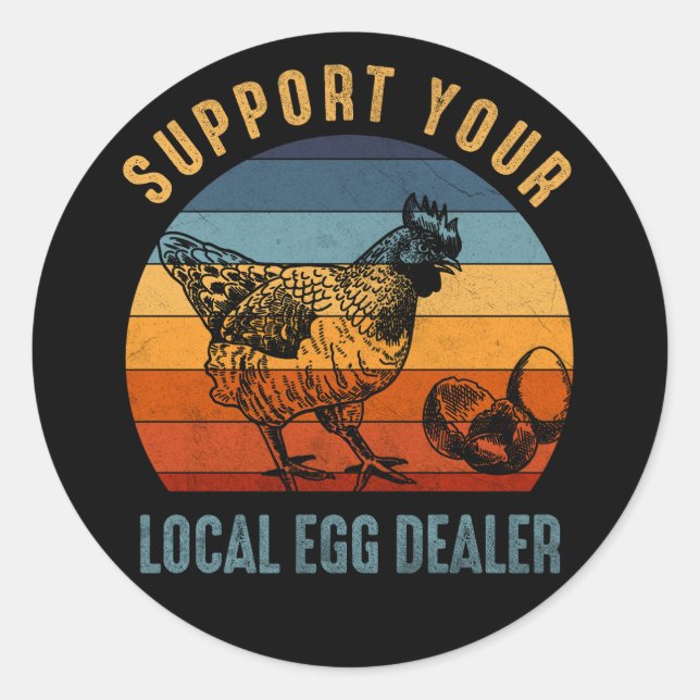 Sticker Rond Soutenez votre concessionnaire d'oeufs local Farme (Devant)
