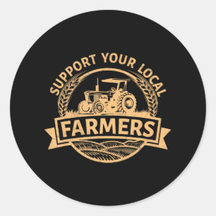 Sticker Rond Soutenez votre ferme agricole locale Farmer Harves