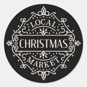 Sticker Rond Soutenez votre marché de Noël local
