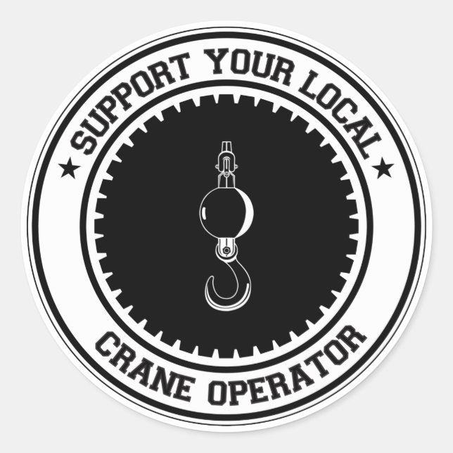 Sticker Rond Soutenez votre opérateur de grue local (Devant)