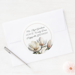 Sticker Rond Southern Magnolia Flowers Adresse de retour