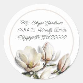 Sticker Rond Southern Magnolia Flowers Adresse de retour