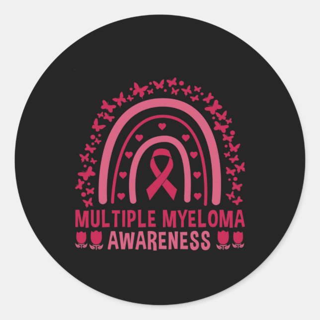 Sticker Rond Soutien à la sensibilisation au lymphome arc-en-ci (Devant)