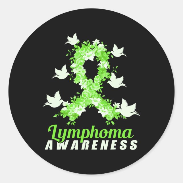 Sticker Rond Soutien à la sensibilisation au lymphome Oiseaux (Devant)