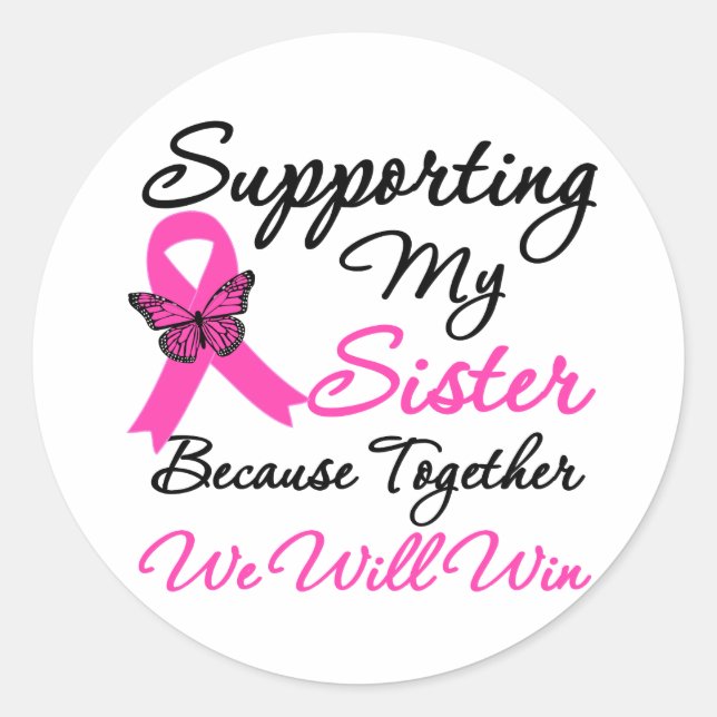 Sticker Rond Soutien au cancer du sein (Soeur) (Devant)