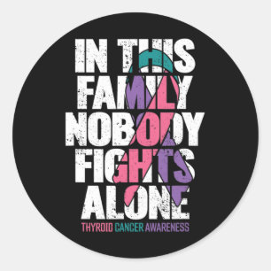 Sticker Rond Soutien au cancer Famille Thyroïde Sensibilisation