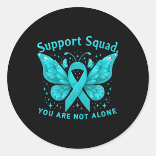 Sticker Rond Soutien aux papillons turquoises Équipe de lutte c