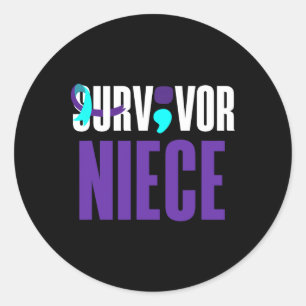 Sticker Rond Soutien de la nièce Suvivante Prévention du suicid