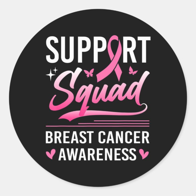 Sticker Rond Soutien Équipage jumelé Famille Cancer du sein (Devant)